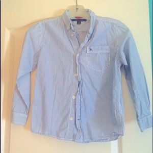 LS Button up light blue & white vertical strip